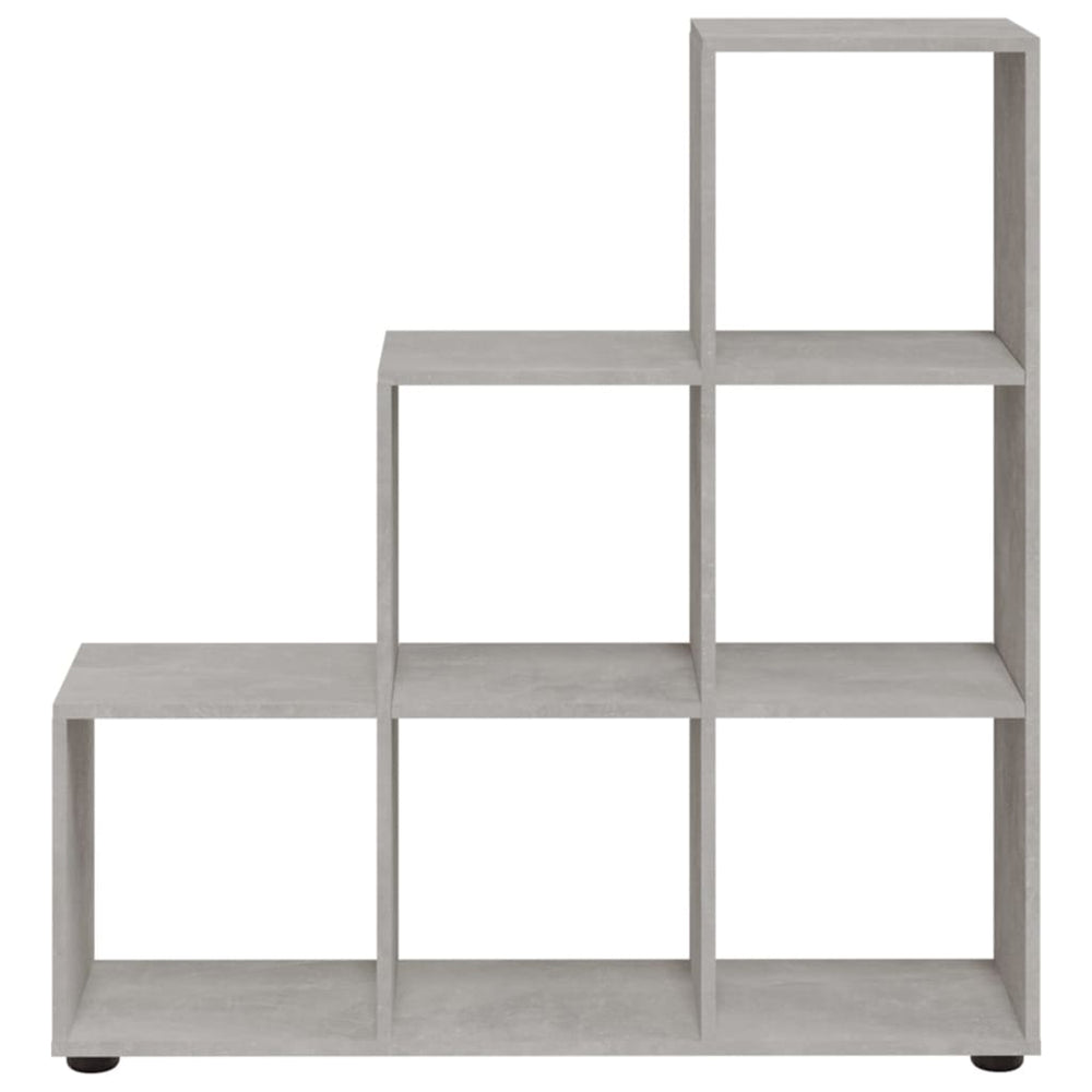 Boekenkast trapvormig 107 cm bewerkt hout betongrijs MeubelReus
