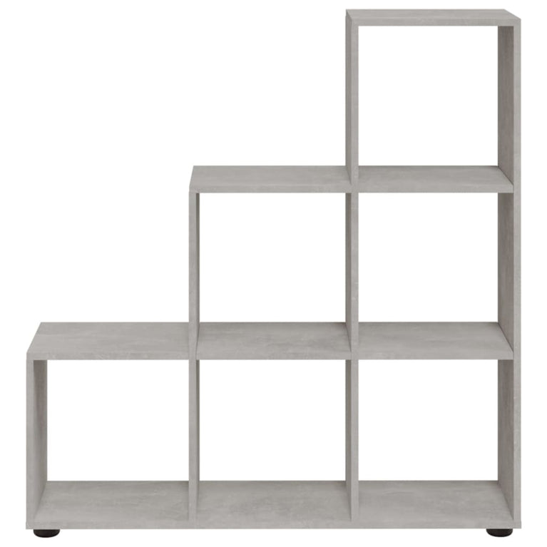 Boekenkast trapvormig 107 cm bewerkt hout betongrijs MeubelReus