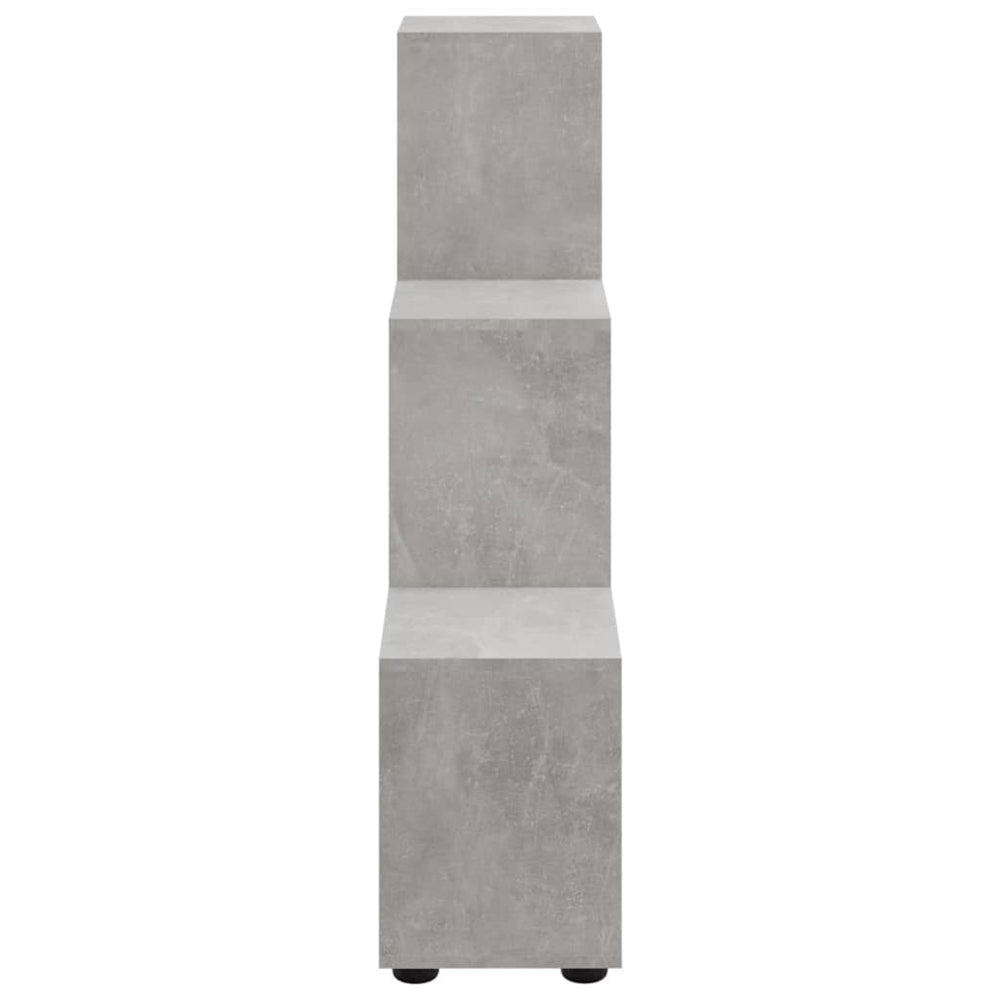 Boekenkast trapvormig 107 cm bewerkt hout betongrijs MeubelReus