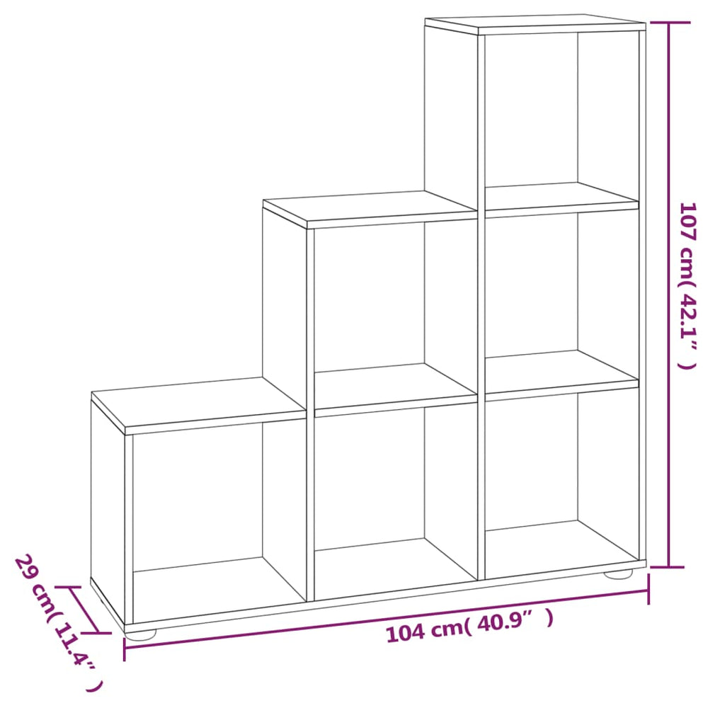Boekenkast trapvormig 107 cm bewerkt hout betongrijs MeubelReus