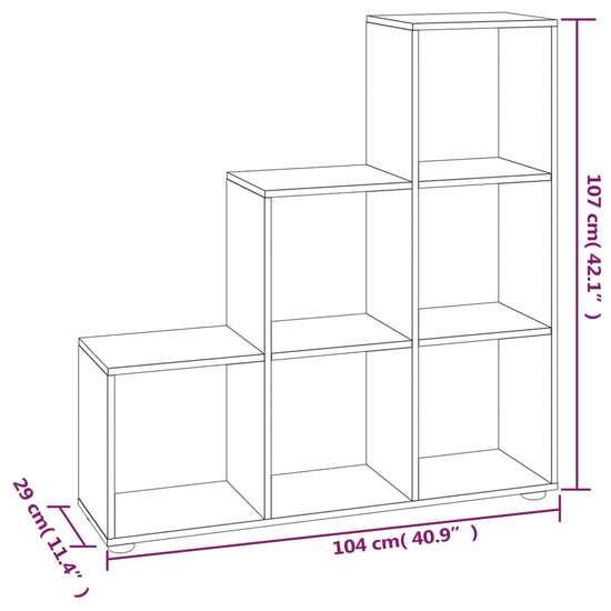 Boekenkast trapvormig 107 cm bewerkt hout betongrijs MeubelReus