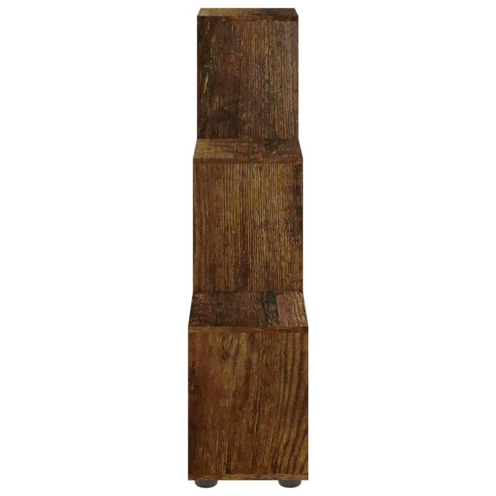 Boekenkast trapvormig 107 cm bewerkt hout gerookt eikenkleurig MeubelReus