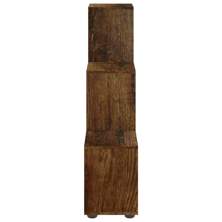 Boekenkast trapvormig 107 cm bewerkt hout gerookt eikenkleurig MeubelReus