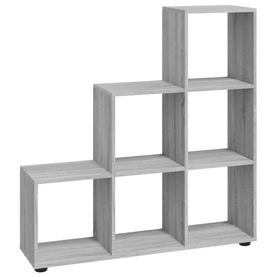 Boekenkast trapvormig 107 cm bewerkt hout grijs sonoma eiken MeubelReus
