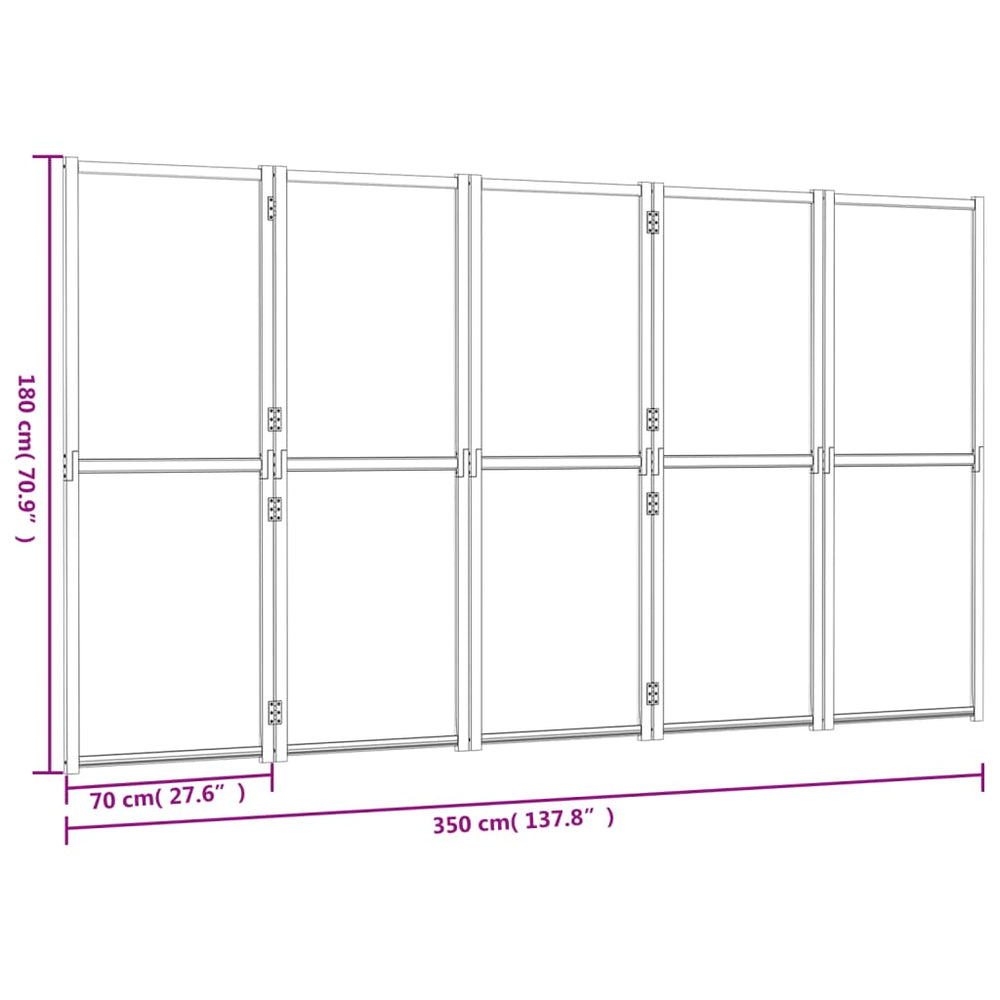 Kamerscherm met 5 panelen 350x180 cm zwart MeubelReus