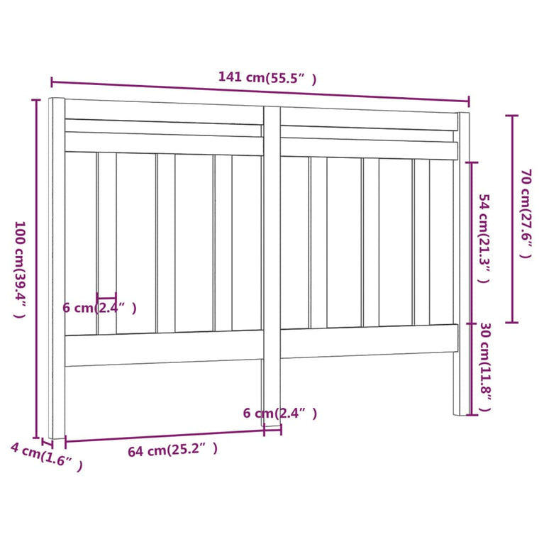 Hoofdbord 141x4x100 cm massief grenenhout wit