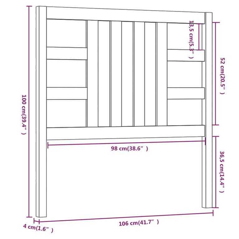 Hoofdbord 106x4x100 cm massief grenenhout wit