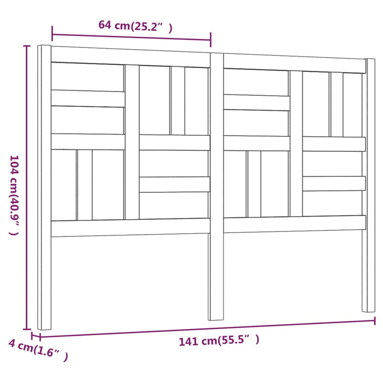 Hoofdbord 141x4x104 cm massief grenenhout wit