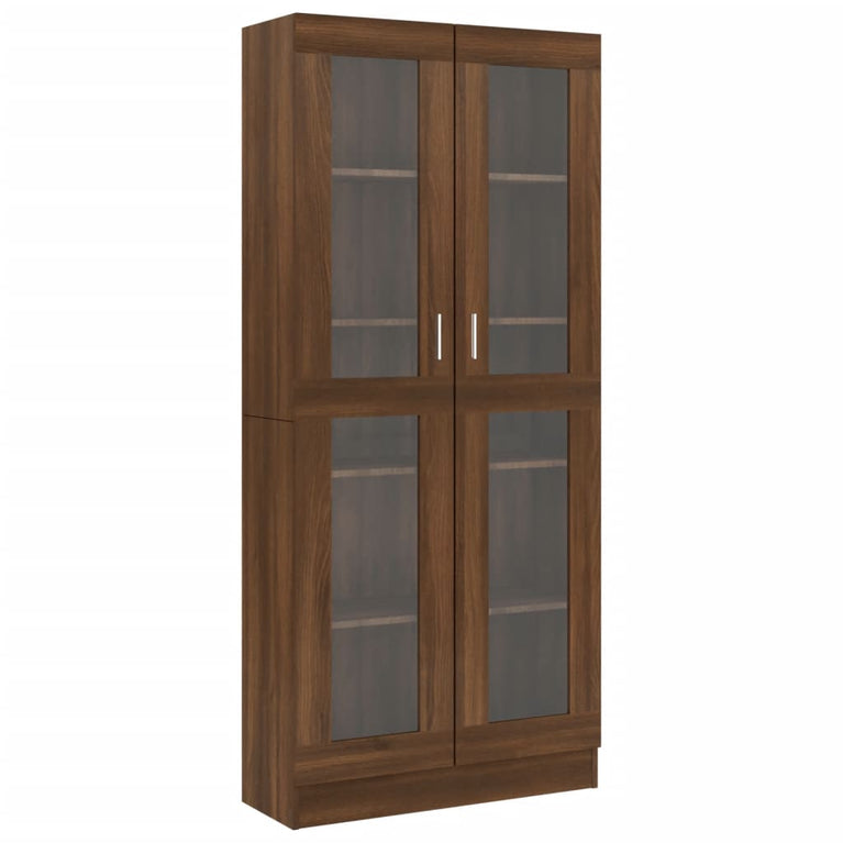 Vitrinekast 82,5x30,5x185,5 cm bewerkt hout bruineikenkleurig MeubelReus