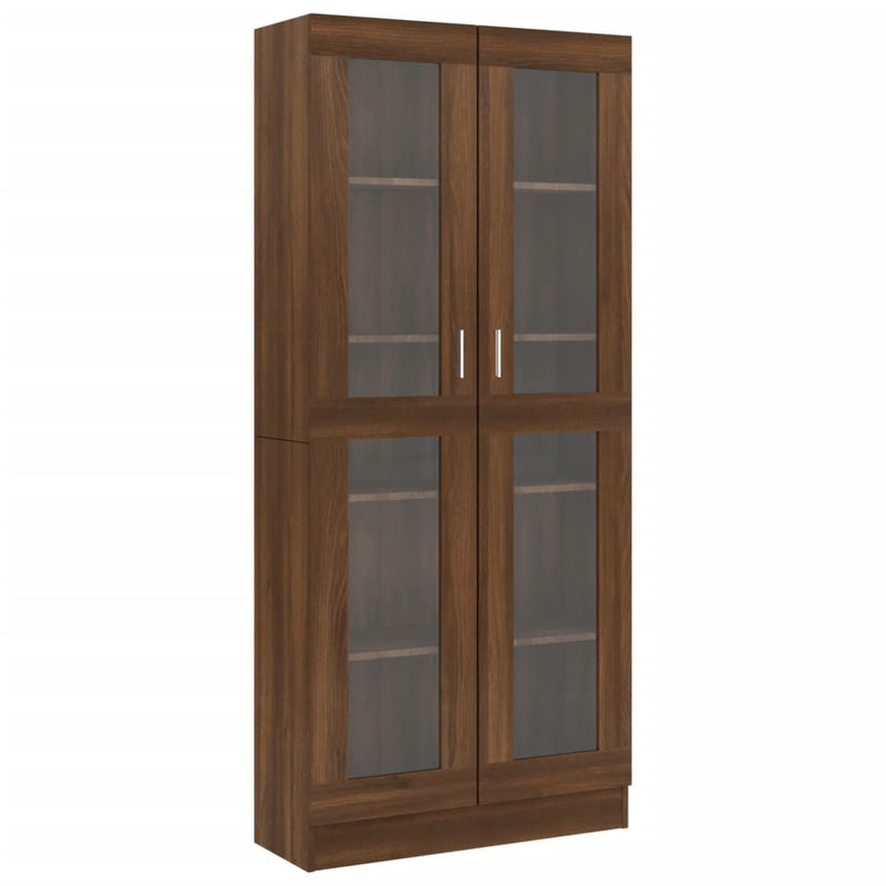 Vitrinekast 82,5x30,5x185,5 cm bewerkt hout bruineikenkleurig MeubelReus