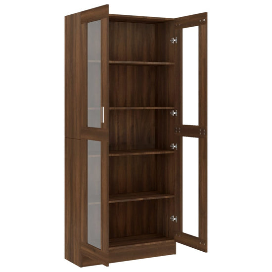 Vitrinekast 82,5x30,5x185,5 cm bewerkt hout bruineikenkleurig MeubelReus