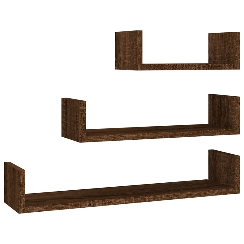 Wandschappen 3 st bewerkt hout bruineikenkleurig MeubelReus