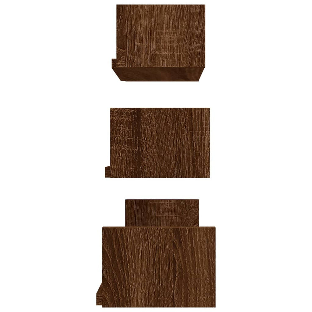 Wandschappen 3 st bewerkt hout bruineikenkleurig MeubelReus