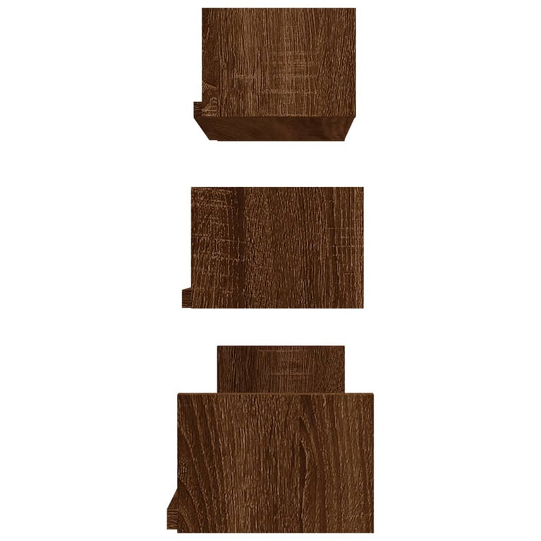 Wandschappen 3 st bewerkt hout bruineikenkleurig MeubelReus