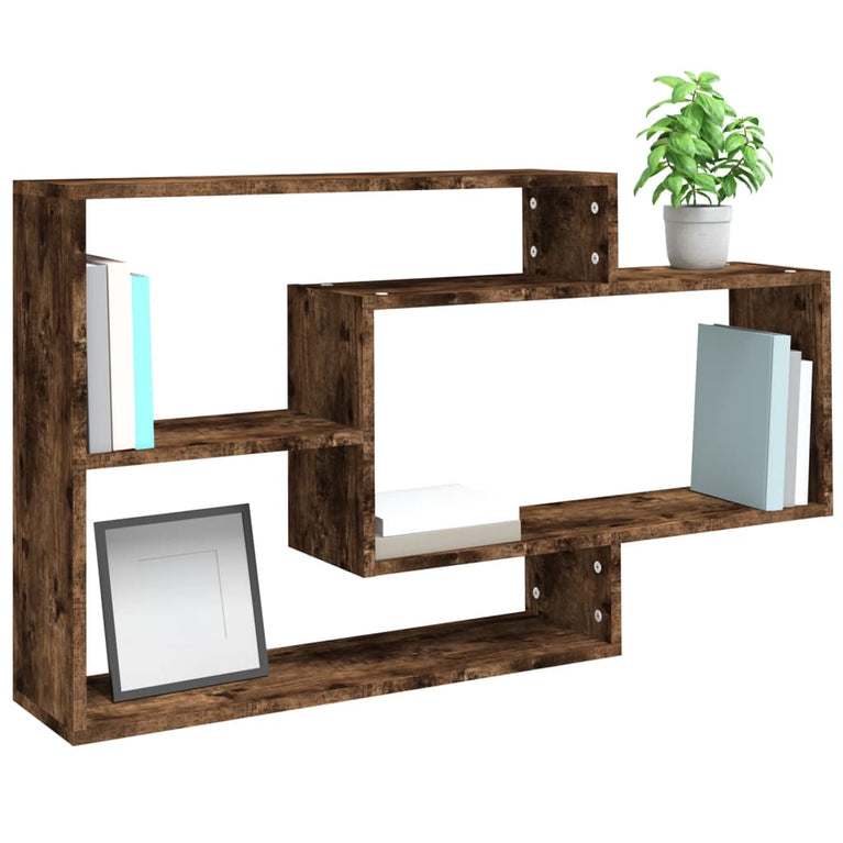 Wandschap 104x20x58,5 cm bewerkt hout gerookt eikenkleurig MeubelReus