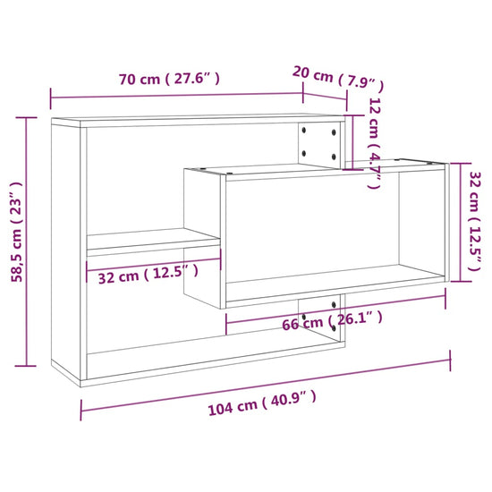 Wandschap 104x20x58,5 cm bewerkt hout gerookt eikenkleurig MeubelReus