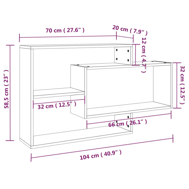 Wandschap 104x20x58,5 cm bewerkt hout gerookt eikenkleurig MeubelReus