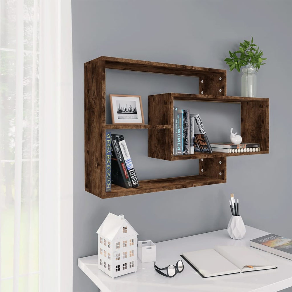 Wandschap 104x20x58,5 cm bewerkt hout gerookt eikenkleurig MeubelReus