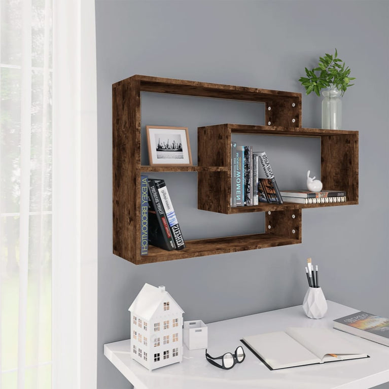Wandschap 104x20x58,5 cm bewerkt hout gerookt eikenkleurig MeubelReus