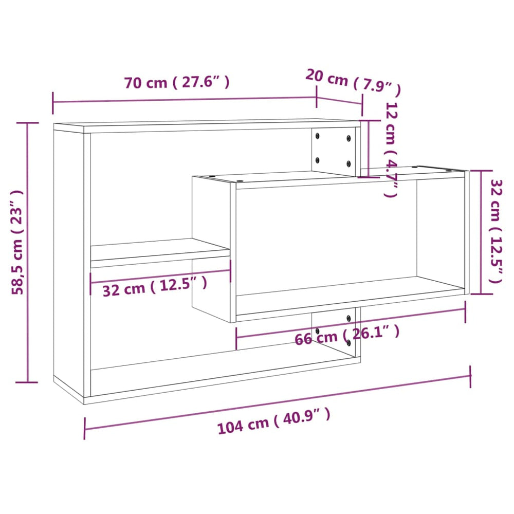 Wandschap 104x20x58,5 cm bewerkt hout grijs sonoma eikenkleurig MeubelReus