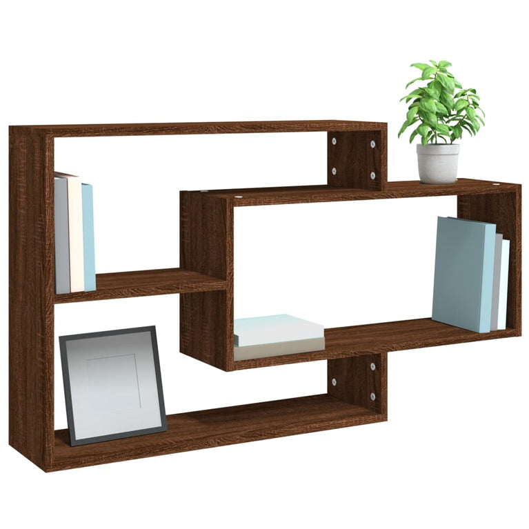 Wandschap 104x20x58,5 cm bewerkt hout bruineikenkleurig MeubelReus