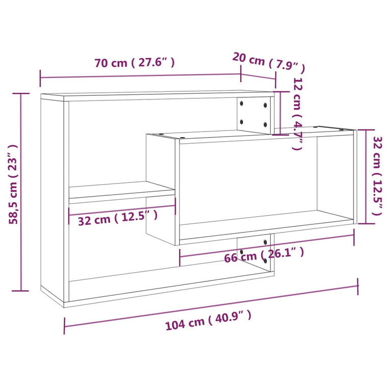 Wandschap 104x20x58,5 cm bewerkt hout bruineikenkleurig MeubelReus