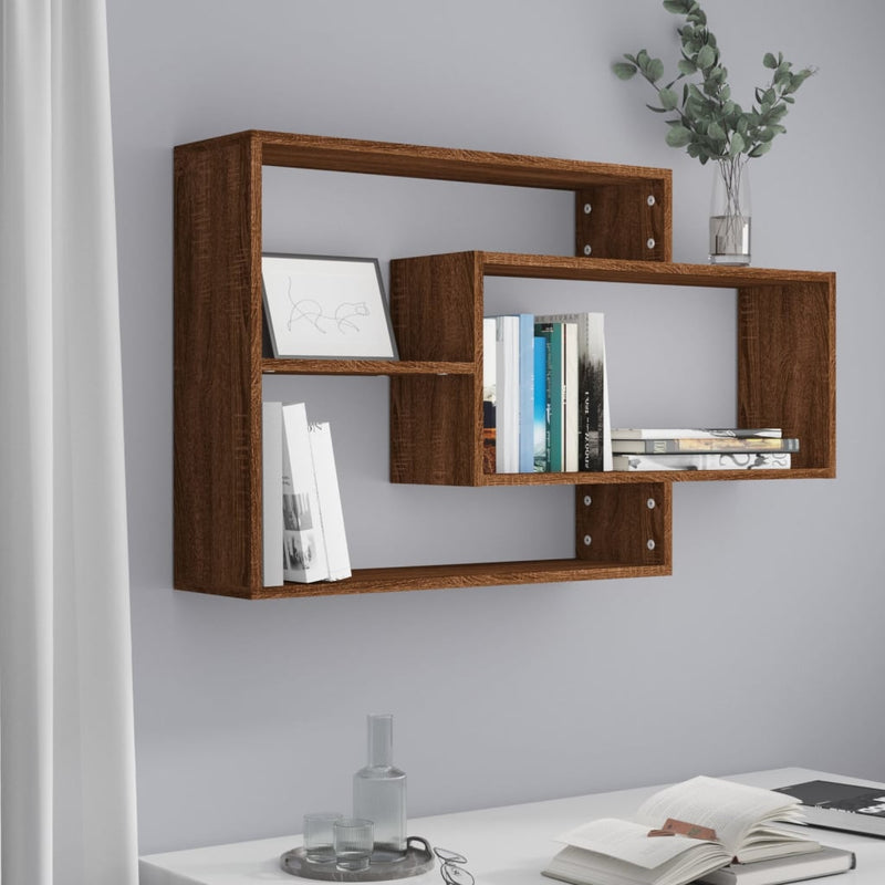 Wandschap 104x20x58,5 cm bewerkt hout bruineikenkleurig MeubelReus