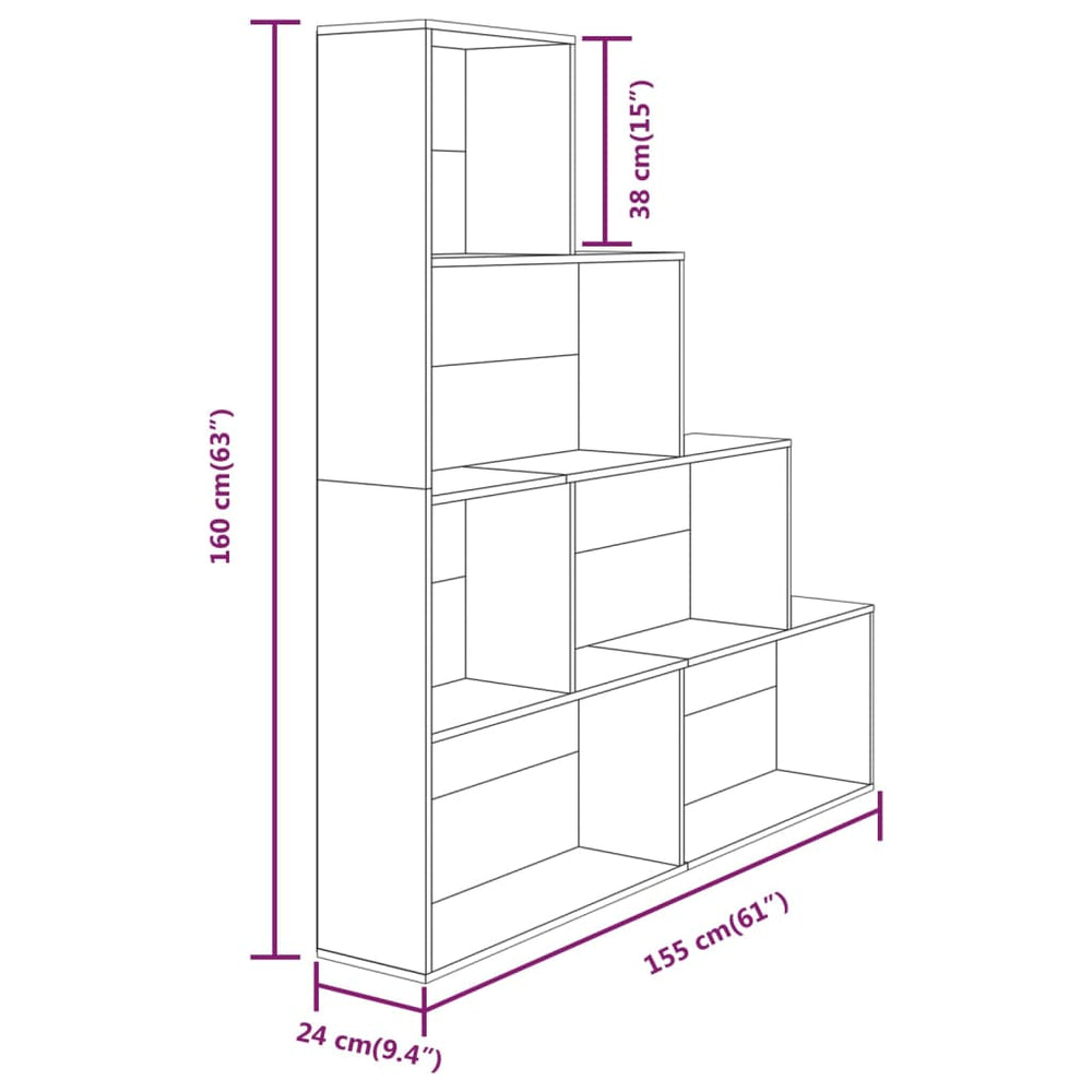 Boekenkast 155x24x160 cm gerookt eikenkleurig MeubelReus