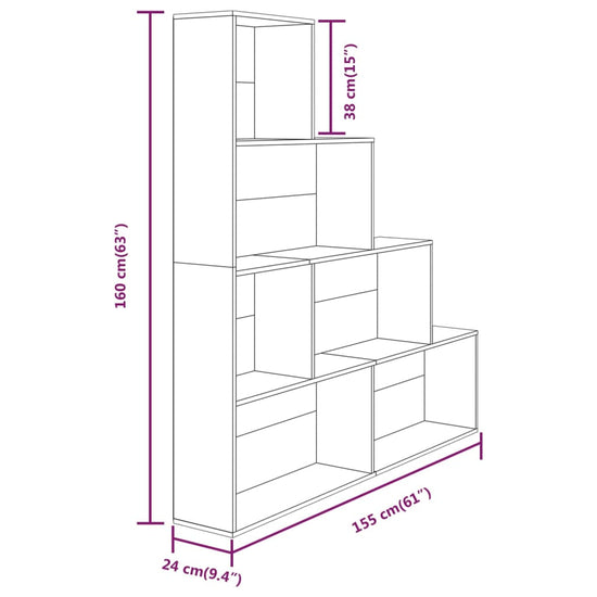 Boekenkast 155x24x160 cm gerookt eikenkleurig MeubelReus