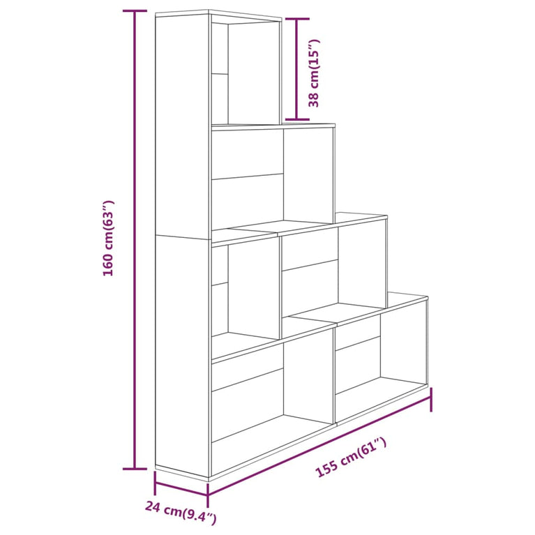 Boekenkast 155x24x160 cm gerookt eikenkleurig MeubelReus