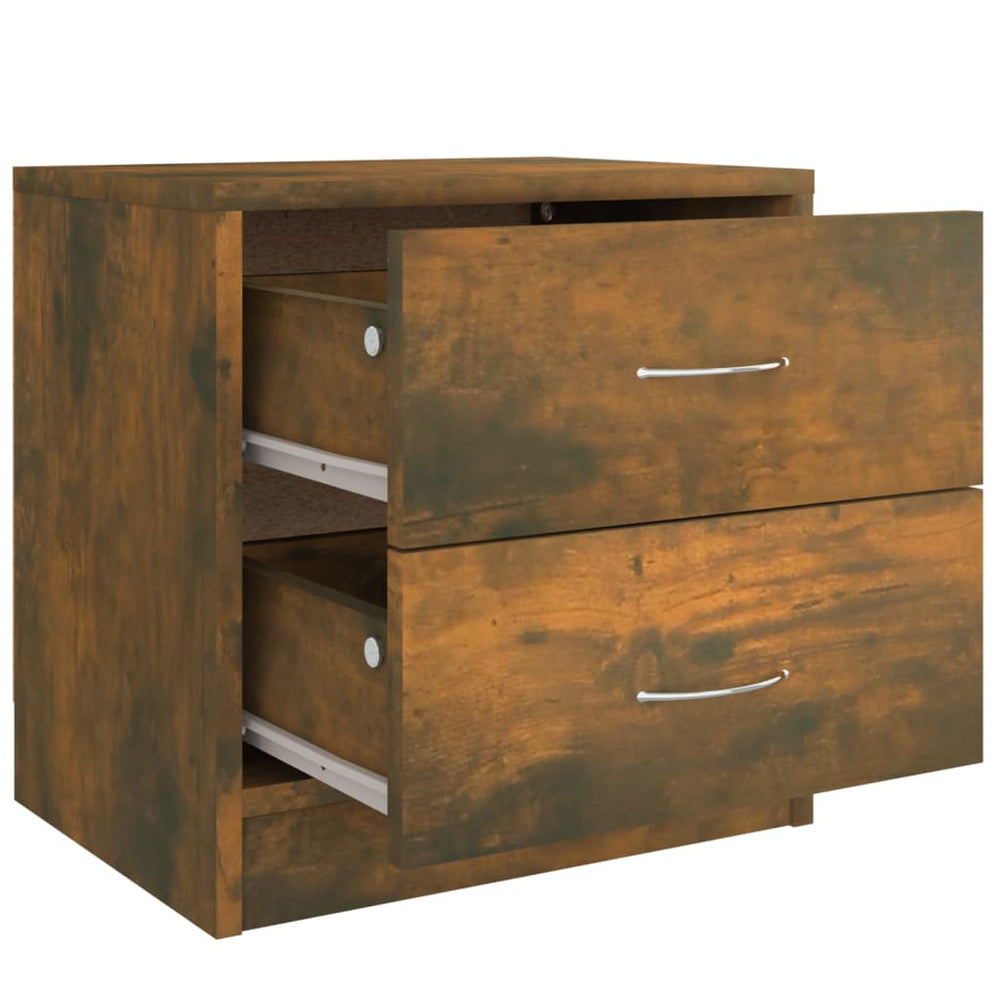 Nachtkastje 40x30x40 cm bewerkt hout gerookt eikenkleurig MeubelReus