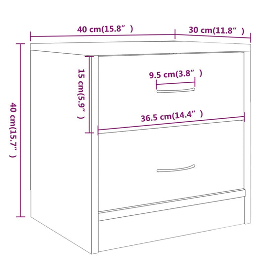 Nachtkastjes 2 st 40x30x40 cm bewerkt hout gerookt eikenkleurig MeubelReus