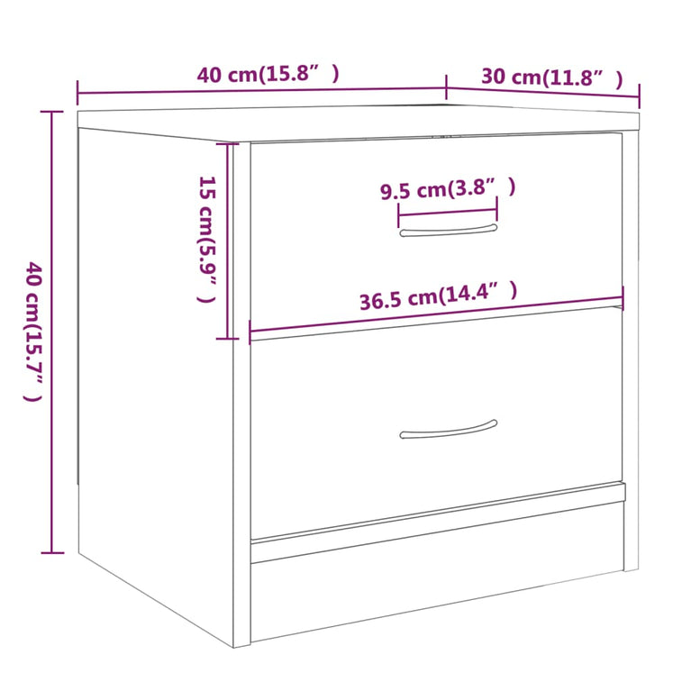 Nachtkastjes 2 st 40x30x40 cm bewerkt hout gerookt eikenkleurig MeubelReus