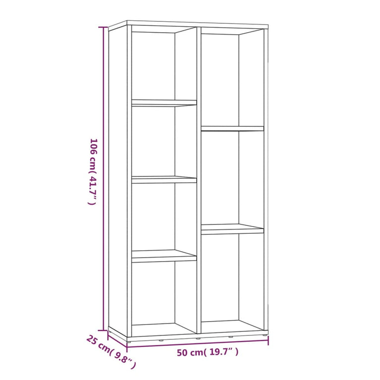 Boekenkast 50x25x106 cm grijs sonoma eikenkleurig