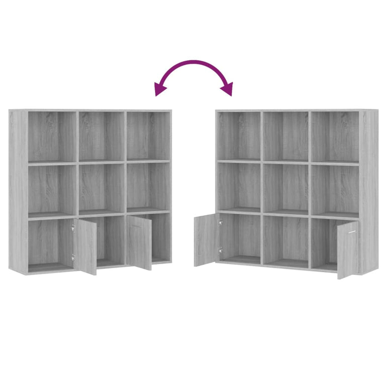 Boekenkast 98x30x98 cm grijs sonoma eikenkleurig