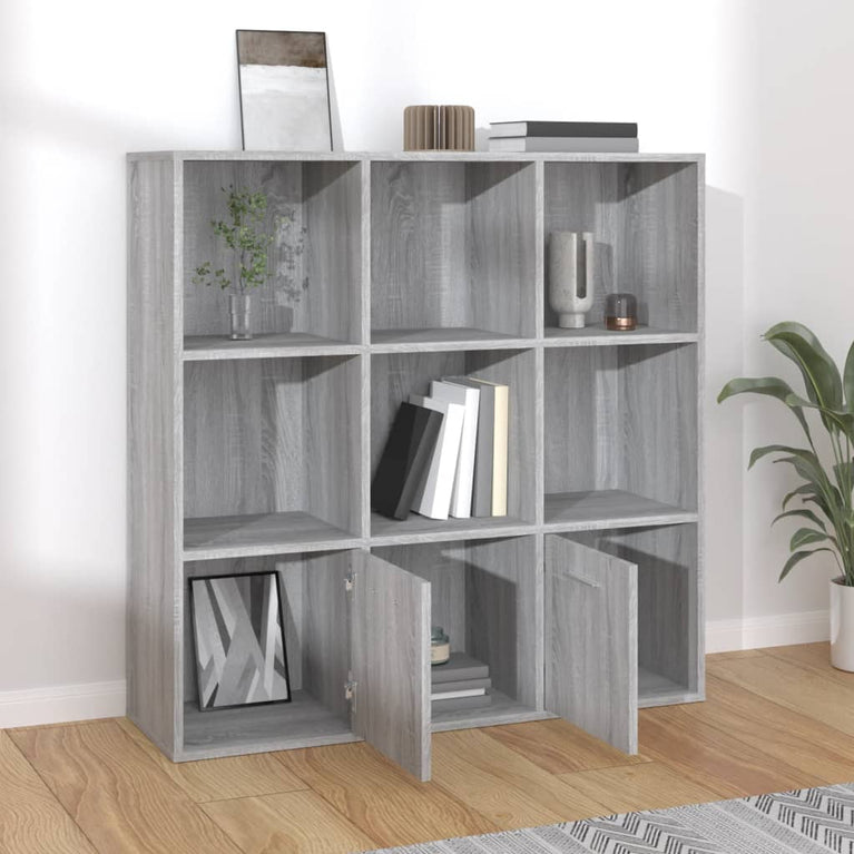 Boekenkast 98x30x98 cm grijs sonoma eikenkleurig