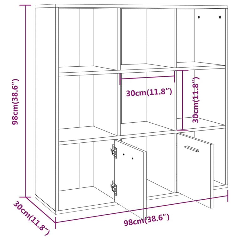 Boekenkast 98x30x98 cm grijs sonoma eikenkleurig
