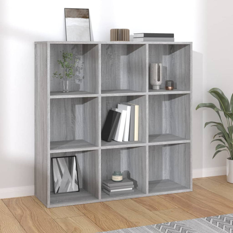 Boekenkast 98x30x98 cm grijs sonoma eikenkleurig