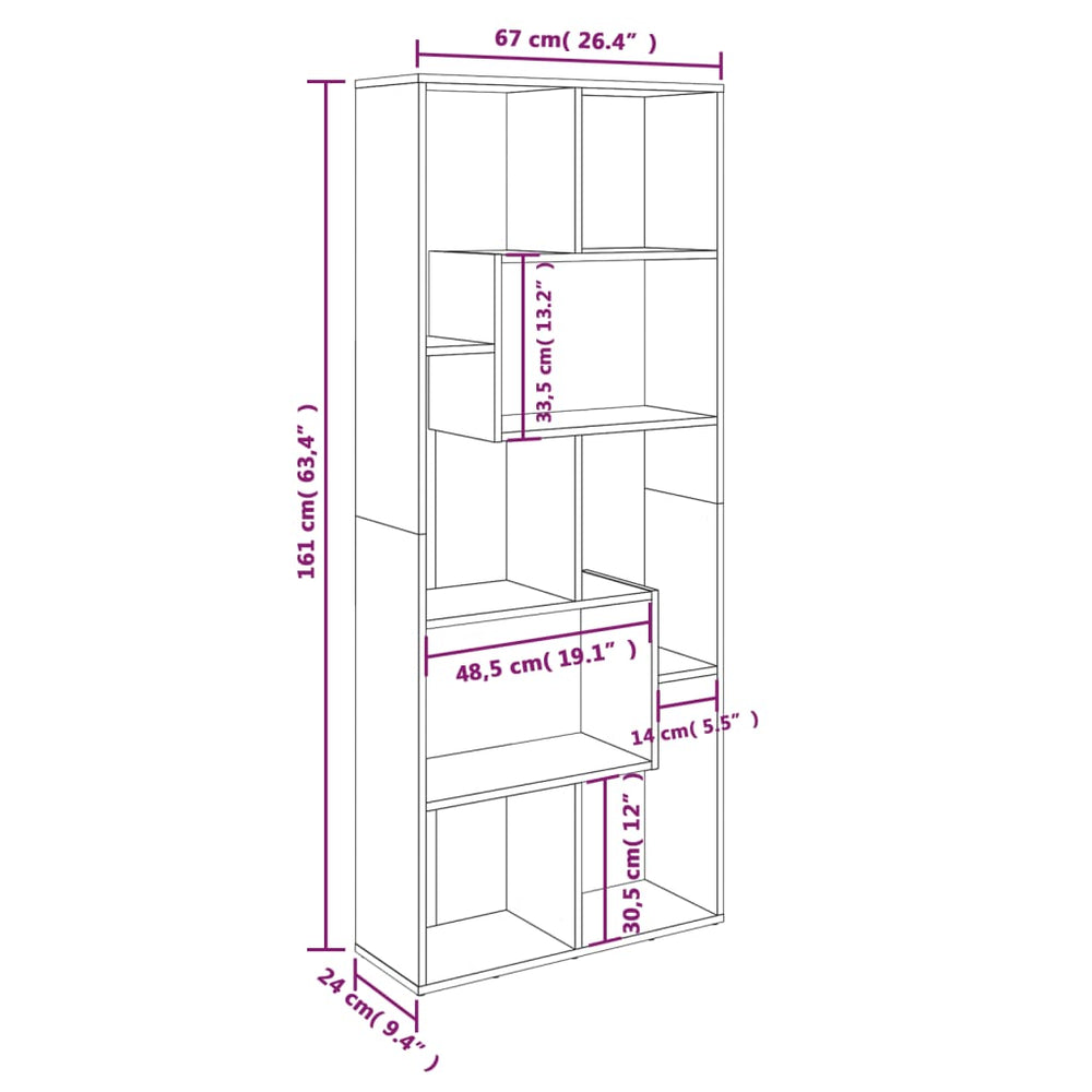 Boekenkast 67x24x161 cm bewerkt hout gerookt eikenkleurig MeubelReus