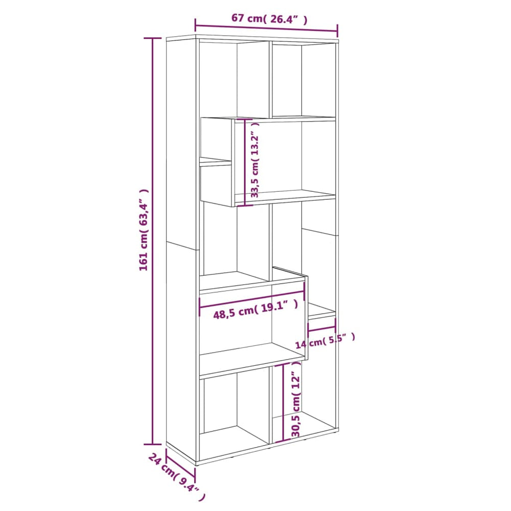 Boekenkast 67x24x161 cm bewerkt hout grijs sonoma eikenkleurig MeubelReus