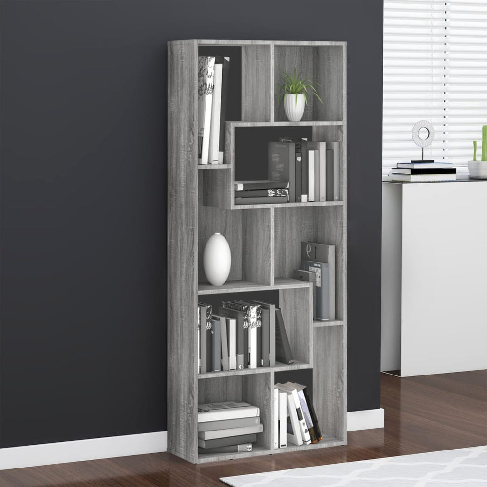 Boekenkast 67x24x161 cm bewerkt hout grijs sonoma eikenkleurig MeubelReus