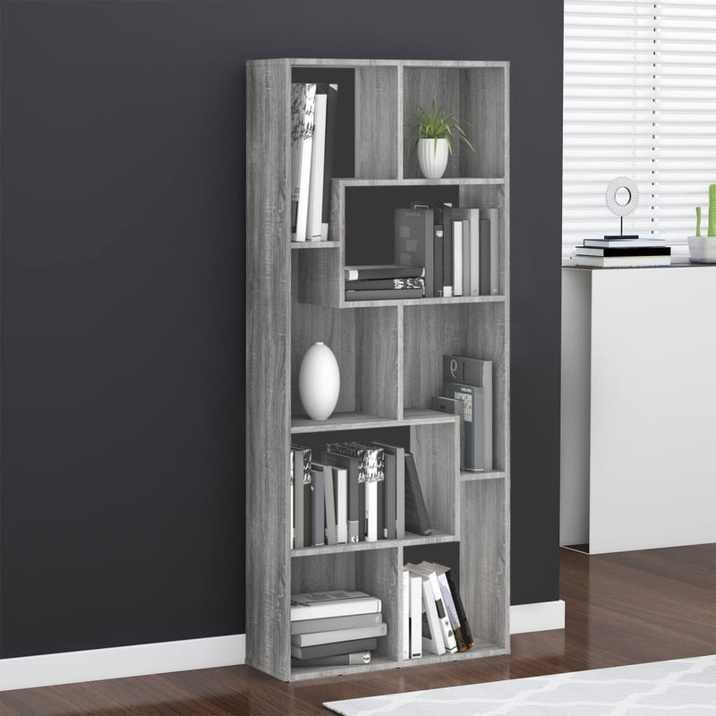 Boekenkast 67x24x161 cm bewerkt hout grijs sonoma eikenkleurig MeubelReus