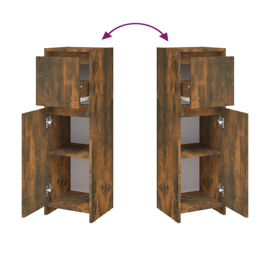 Badkamerkast 30x30x95 cm bewerkt hout gerookt eikenkleurig MeubelReus