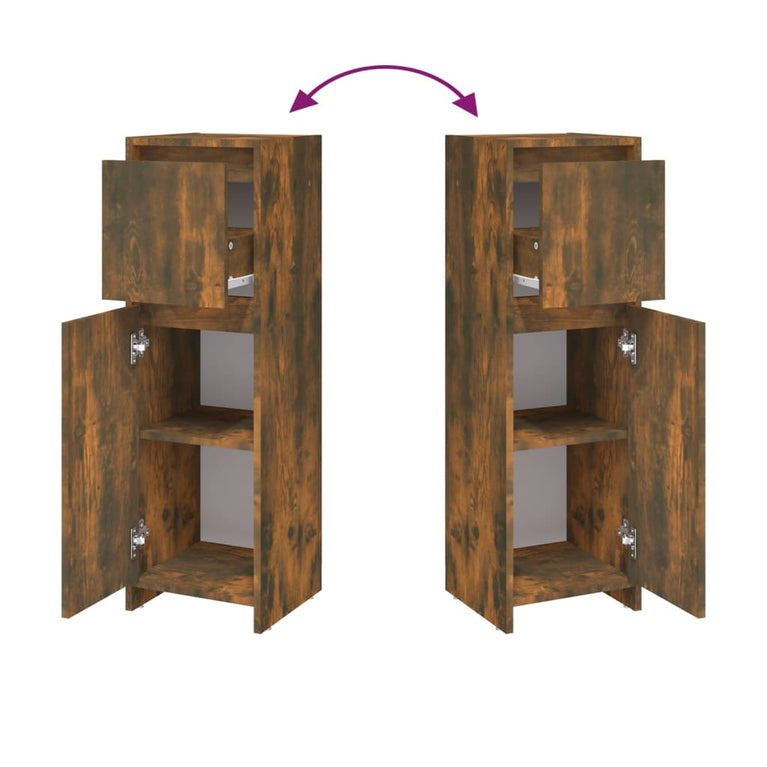 Badkamerkast 30x30x95 cm bewerkt hout gerookt eikenkleurig MeubelReus