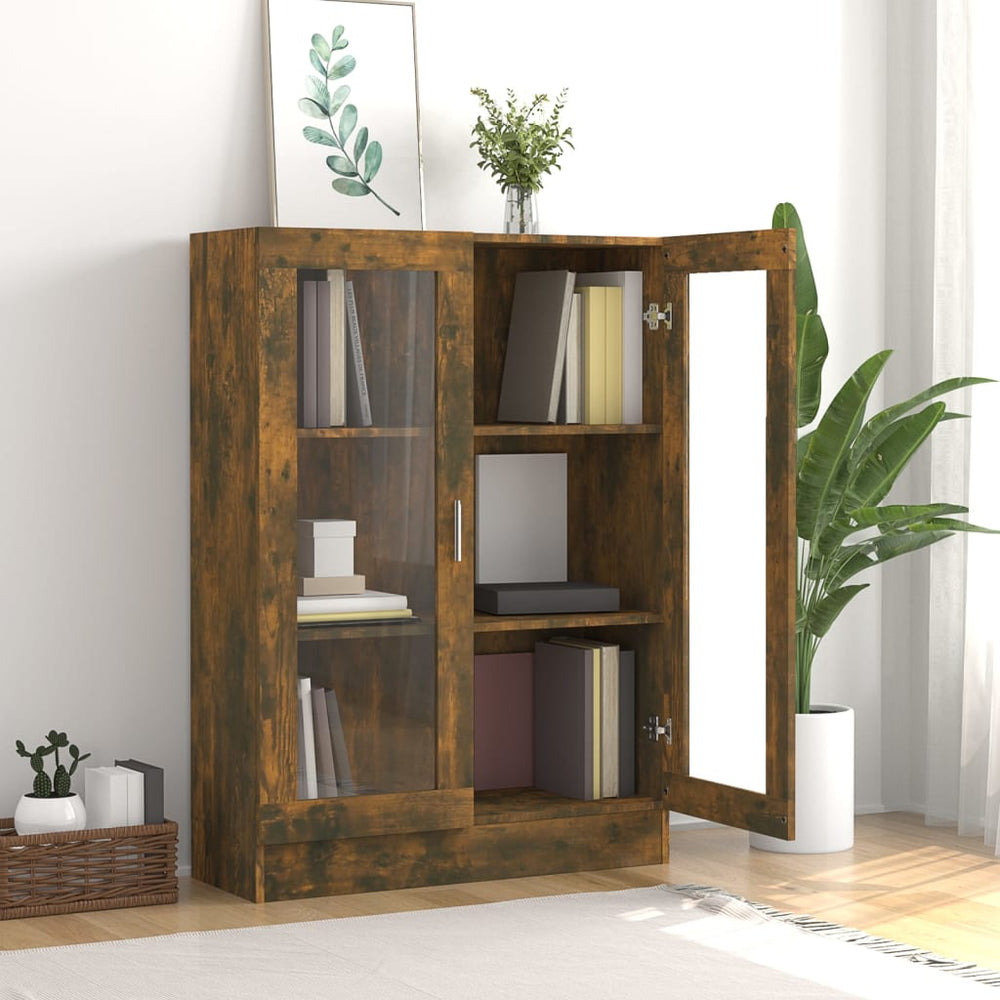 Vitrinekast 82,5x30,5x115 cm bewerkt hout gerookt eikenkleurig MeubelReus