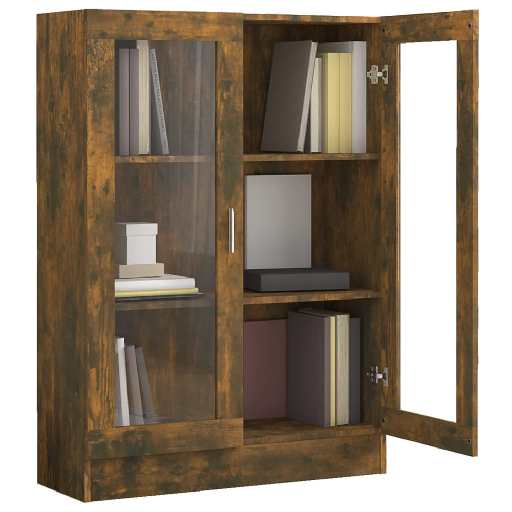 Vitrinekast 82,5x30,5x115 cm bewerkt hout gerookt eikenkleurig MeubelReus