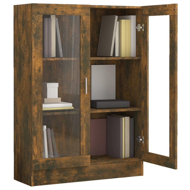 Vitrinekast 82,5x30,5x115 cm bewerkt hout gerookt eikenkleurig MeubelReus