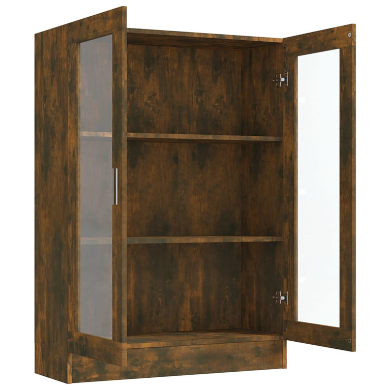 Vitrinekast 82,5x30,5x115 cm bewerkt hout gerookt eikenkleurig MeubelReus