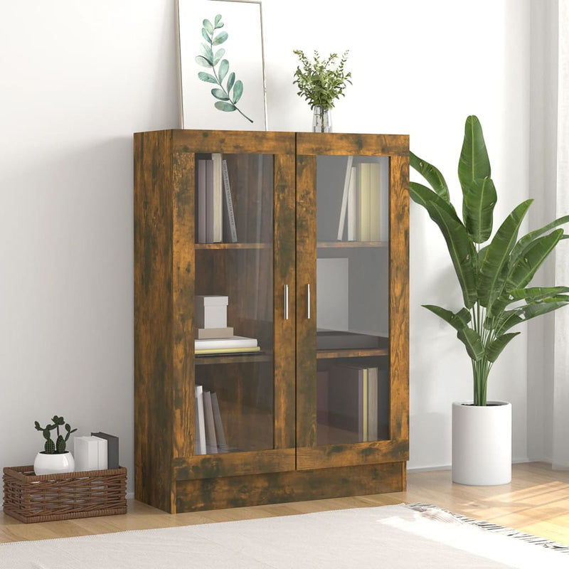 Vitrinekast 82,5x30,5x115 cm bewerkt hout gerookt eikenkleurig MeubelReus
