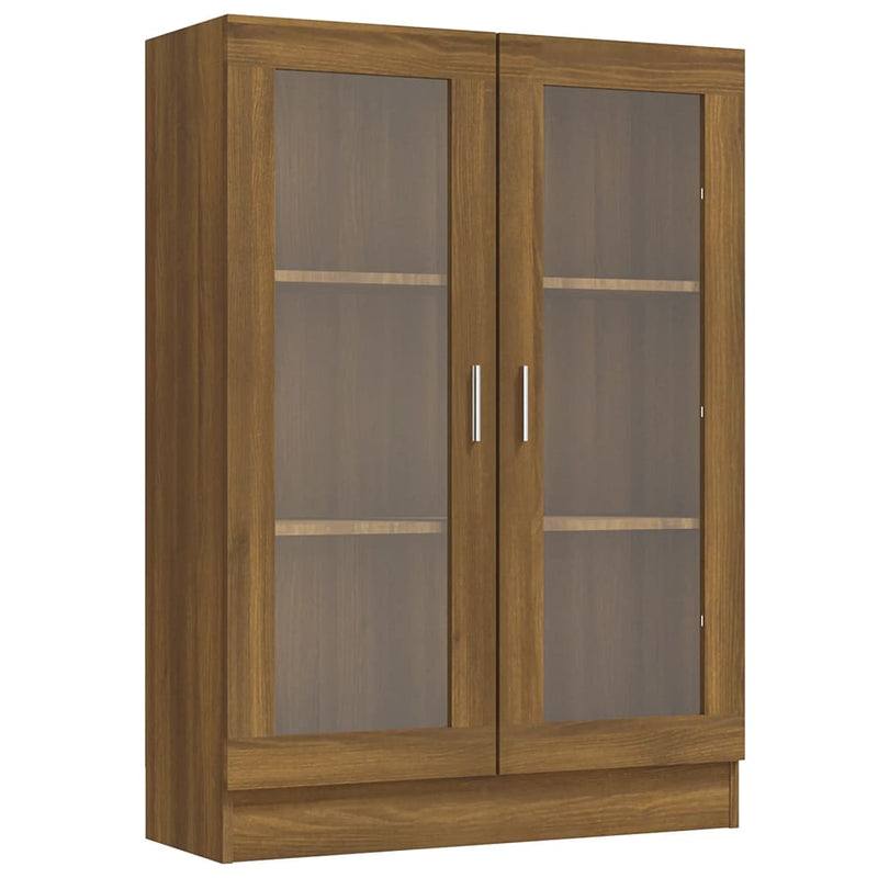 Vitrinekast 82,5x30,5x115 cm bewerkt hout bruineikenkleurig